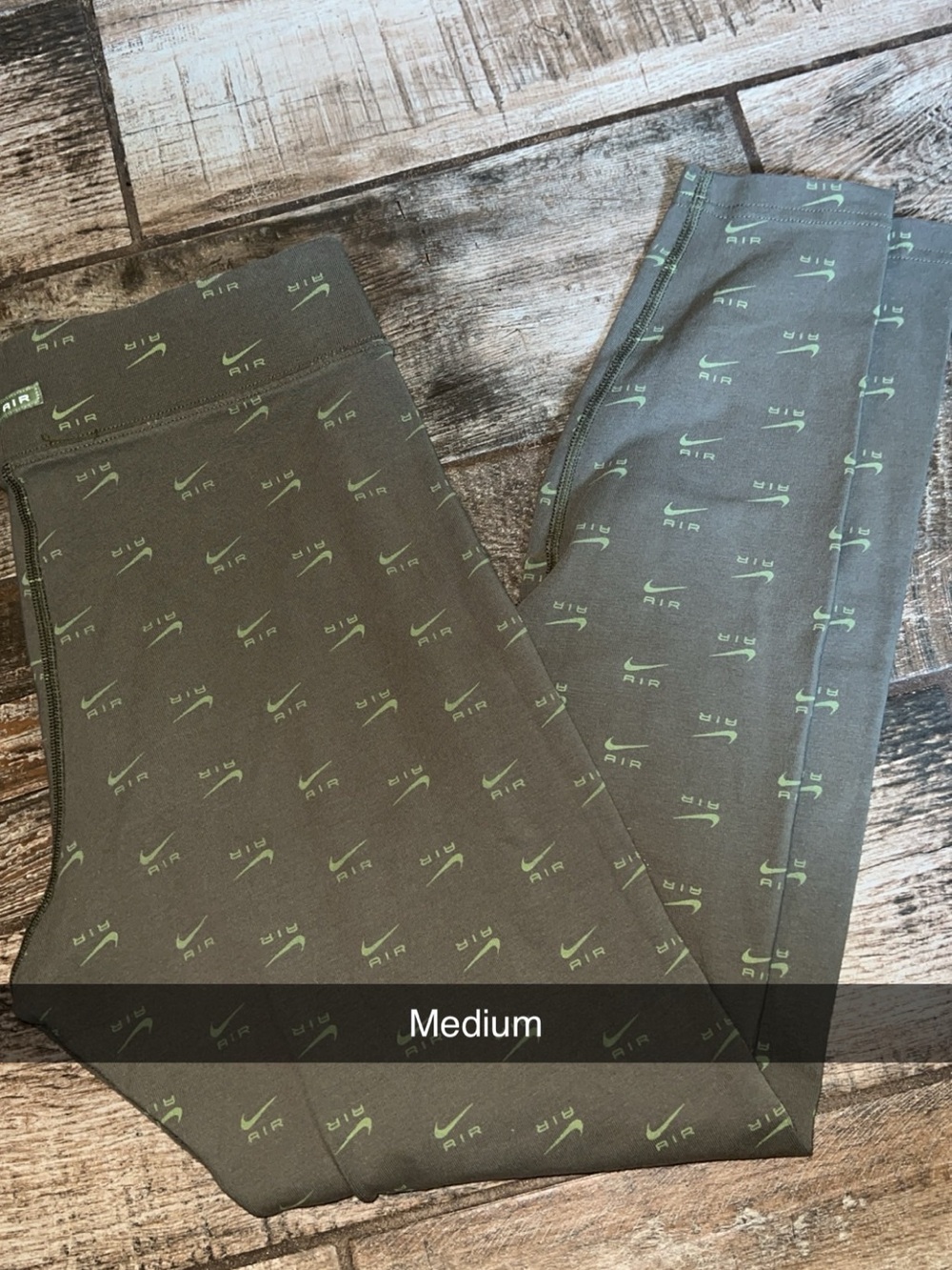 Nike Women’s  Olive Green AIR Logo leggings  with Mint Accents